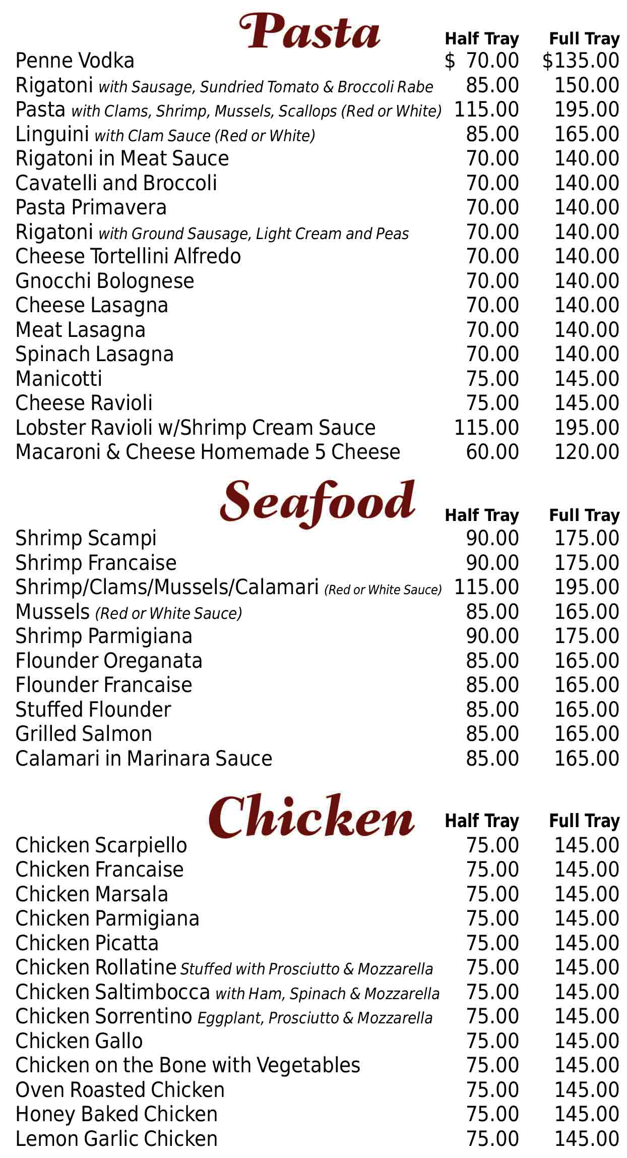 Pasta - Seafood & Chicken